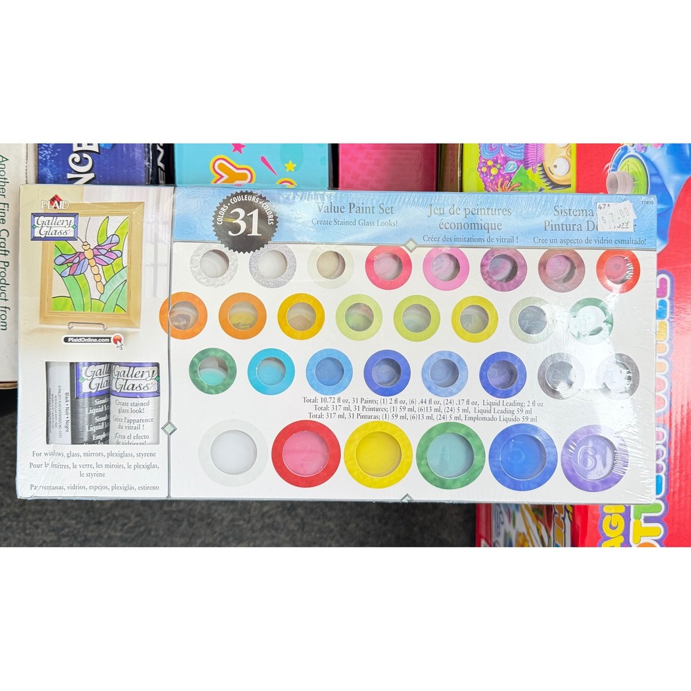 Plaid Gallery Glass Value Paint Set 31 Colors Stained Glass Look Kit 17030 NEW